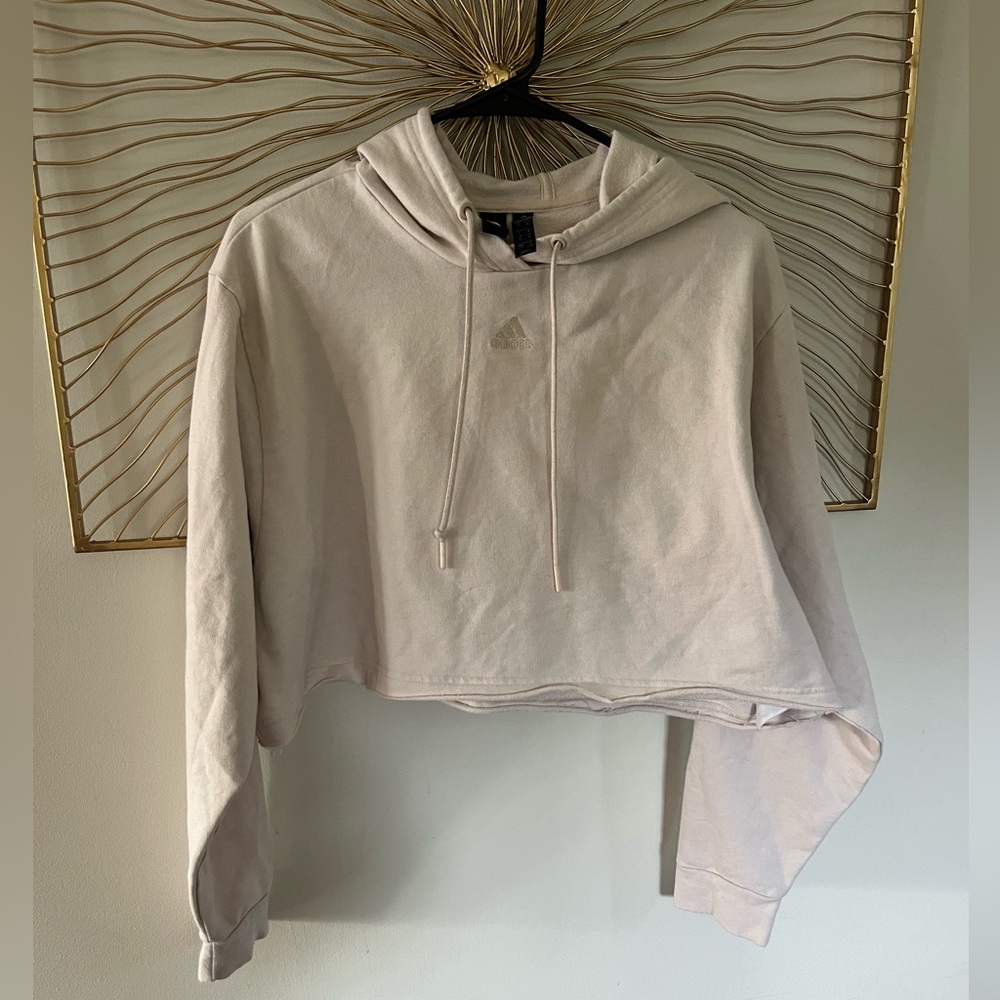 ADIDAS like new - Tan Crop Hoodie SZ-L